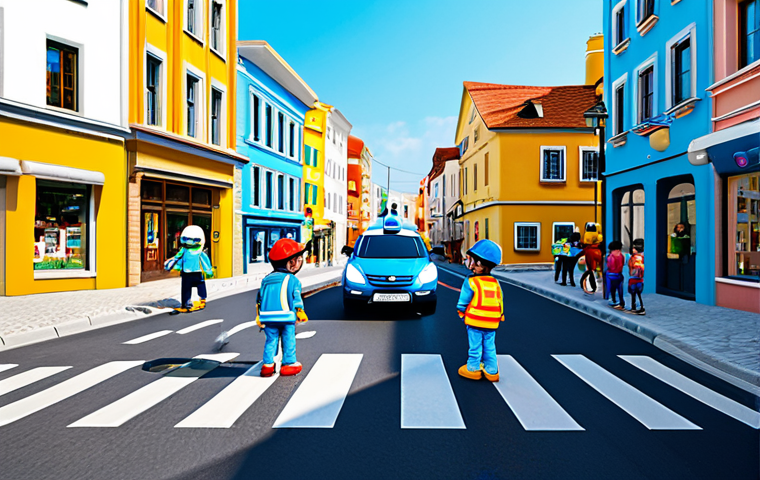 **

"Robocar Poli and his team (Amber, Roy, Helly) teaching children about road safety. The scene is a bright, colorful town square with pedestrian crossings and traffic lights. Children are fully clothed in modest outfits, attentively listening to Poli. Safe for work, appropriate content, fully clothed, family-friendly, perfect anatomy, natural proportions, professional illustration, high quality."

**