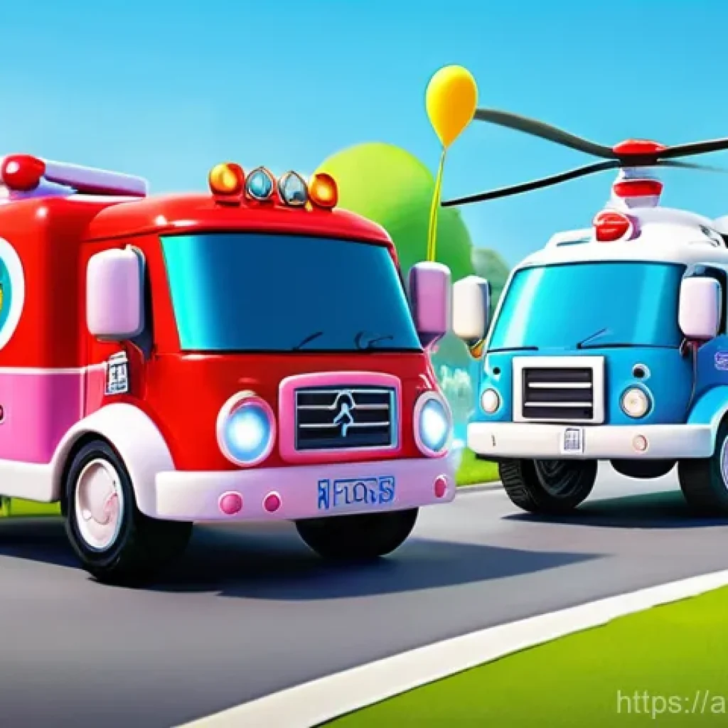 로보카폴리의 인기 비결 - **Robocar Poli Teamwork in Action:**
    "A vibrant, high-quality animated scene depicting the Roboc...