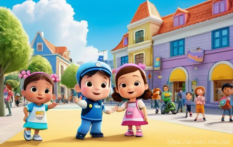 로보카폴리의 인기 비결 - **Robocar Poli Teamwork in Action:**
    "A vibrant, high-quality animated scene depicting the Roboc...