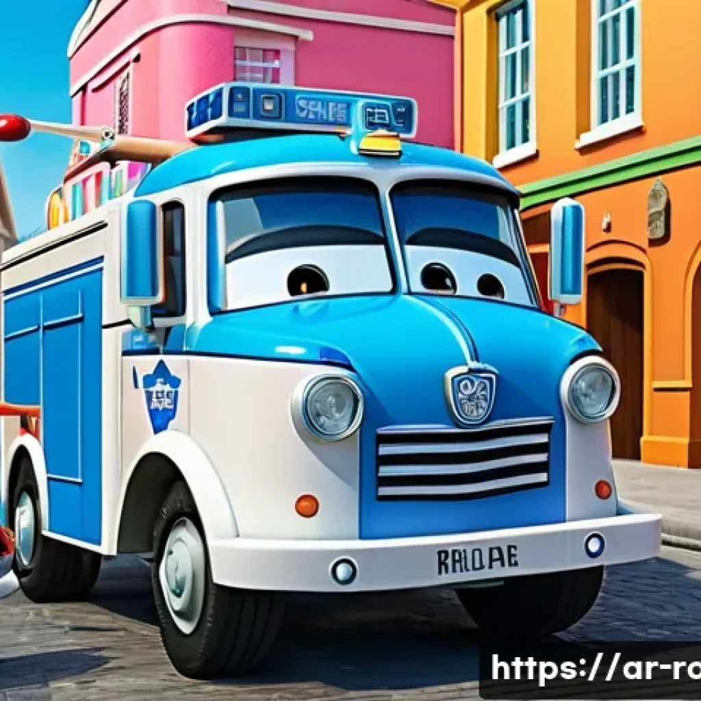 로보카폴리 팬덤 문화 - **"Robocar Poli Rescue Mission in Broomstown"**
    A vibrant, dynamic illustration depicting Poli t...