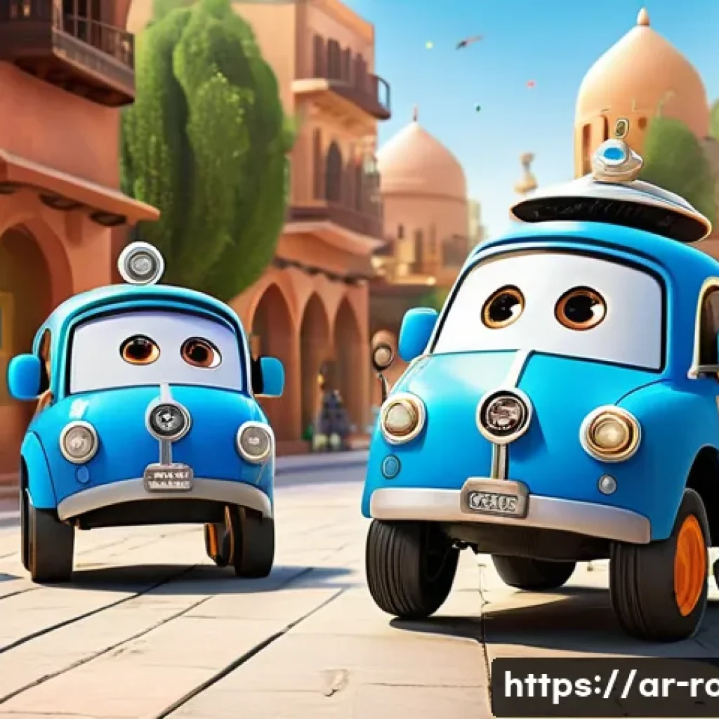 로보카폴리의 세계관 발전 과정 - A vibrant and detailed scene of a diverse group of animated robotic vehicles from Robocar Poli in a ...