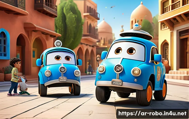 로보카폴리의 세계관 발전 과정 - A vibrant and detailed scene of a diverse group of animated robotic vehicles from Robocar Poli in a ...