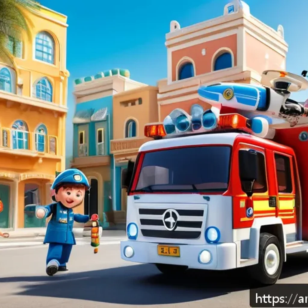 로보카폴리 공식 홈페이지 - A vibrant, colorful scene showing the beloved Robocar Poli characters—Poli the brave team leader, Ro...