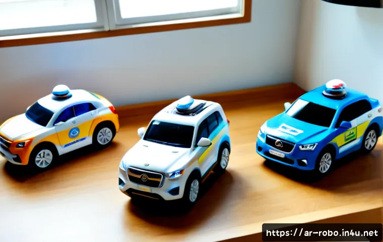 로보카폴리의 시즌별 발전 - Photorealistic toy design studio showing the evolution of an original friendly children’s rescue rob...
